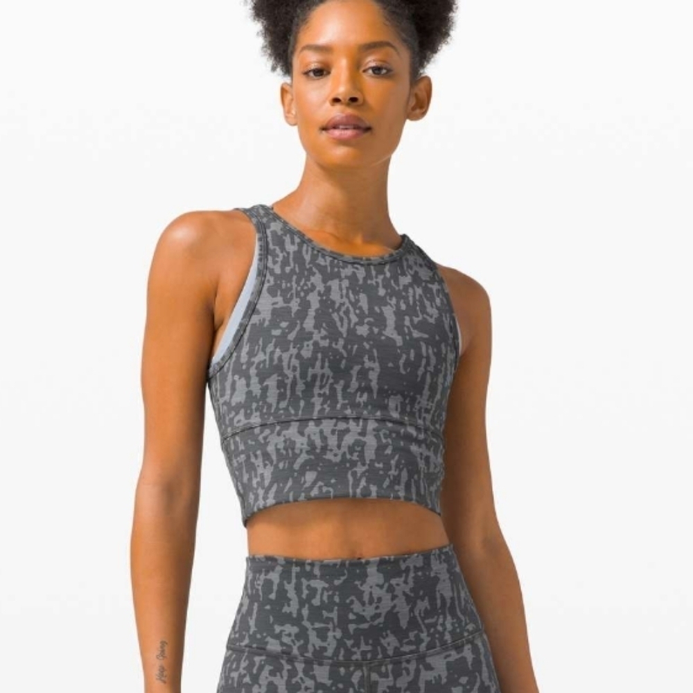 Lululemon Power Pivot Tank *Tough Heathered PU Black Asphalt Grey Sz 6 - Picture 2 of 5
